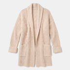 Women's Longline Cardigan with Open Front and Patch Pockets