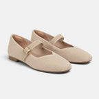 Women's Mary Jane Flats with Square Toe and Buckle Strap