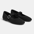 Women's Mary Jane Flats with Square Toe and Buckle Strap