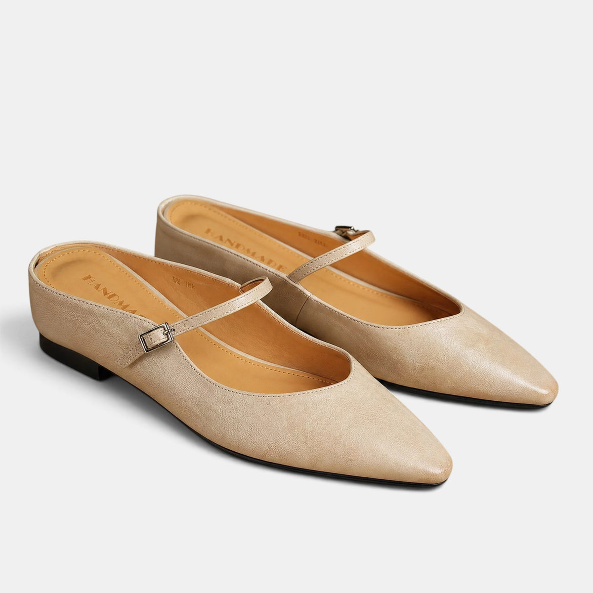 Women's Mules with Pointed Toe and Buckle Strap