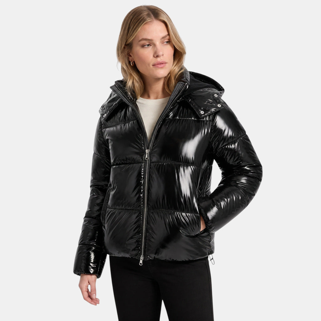 Women's Puffer Jacket with Hooded Design and Zip Front