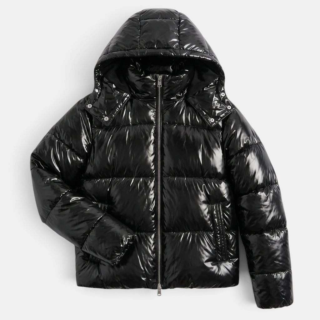Women's Puffer Jacket with Hooded Design and Zip Front