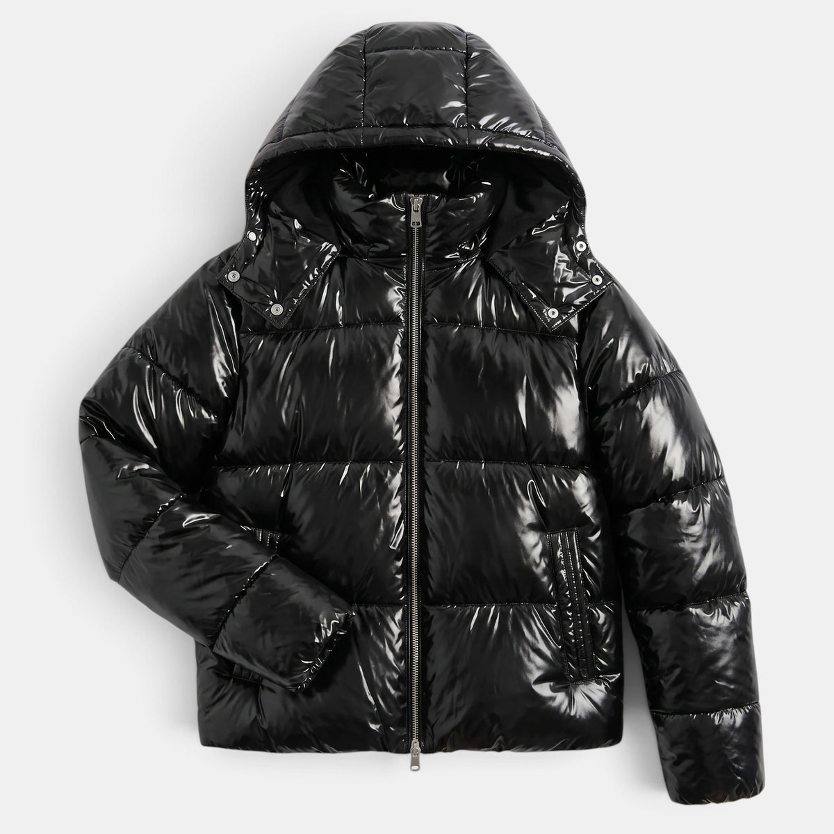 Women's Puffer Jacket with Hooded Design and Zip Front