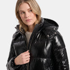 Women's Puffer Jacket with Hooded Design and Zip Front
