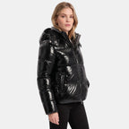 Women's Puffer Jacket with Hooded Design and Zip Front