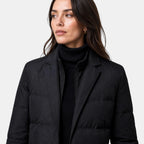 Women's Puffer Jacket with Notch Lapel and Button Front