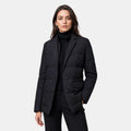 Women's Puffer Jacket with Notch Lapel and Button Front