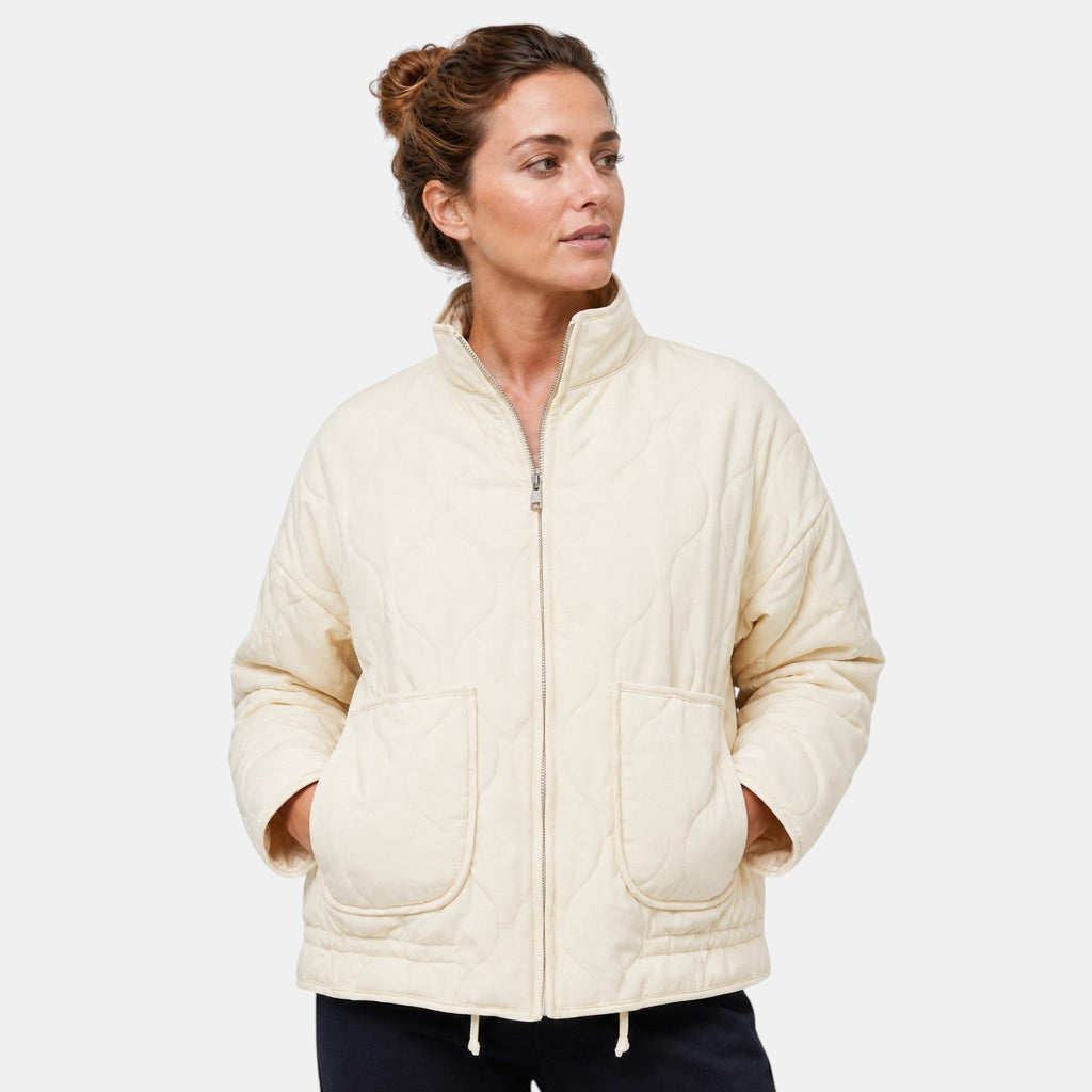 Women's Bomber Jacket with Zip Front and Patch Pockets