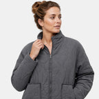 Women's Bomber Jacket with Zip Front and Patch Pockets