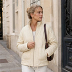 Women's Bomber Jacket with Zip Front and Patch Pockets