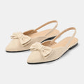 Women's Slingback Flats with Pointed Toe and Bow Detail