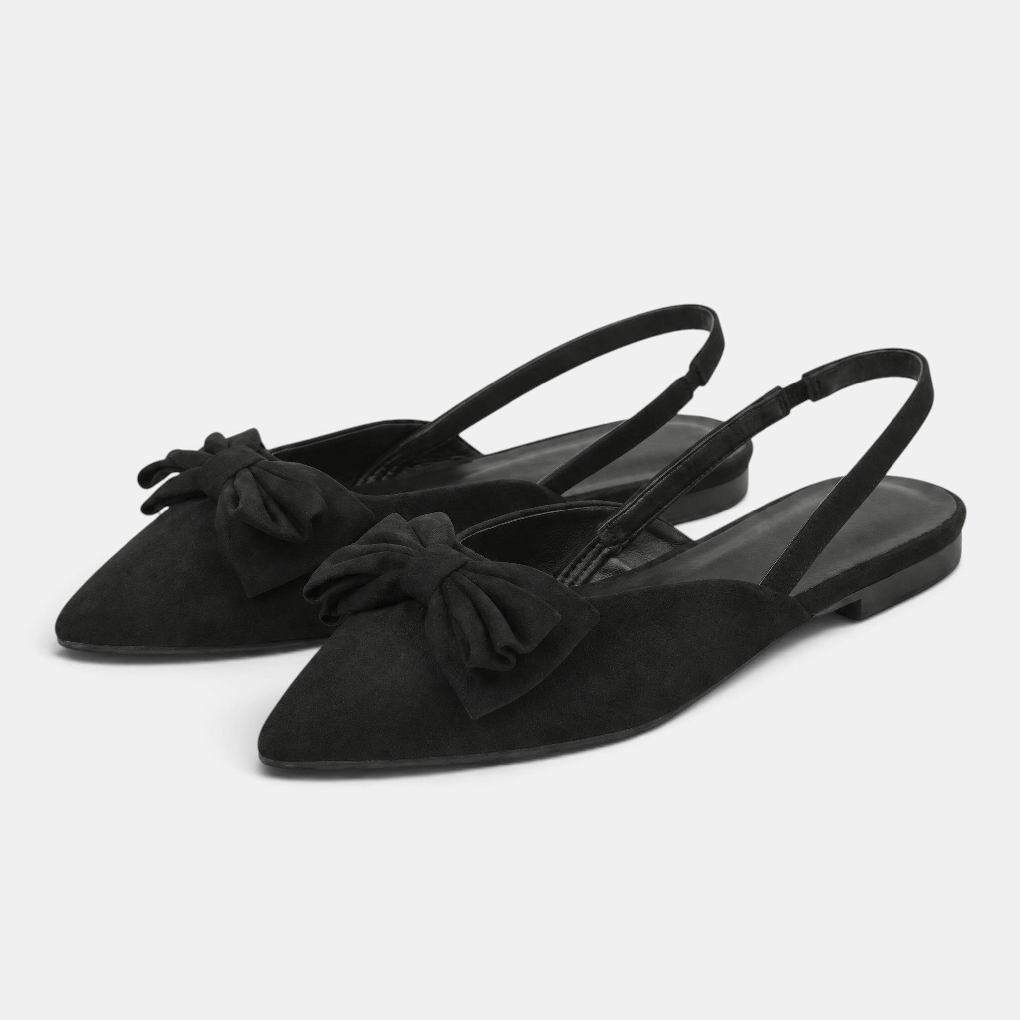 Women's Slingback Flats with Pointed Toe and Bow Detail