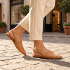 Women's Slingback Flats with Woven Upper and Buckle Strap
