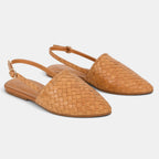 Women's Slingback Flats with Woven Upper and Buckle Strap