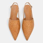 Women's Slingback Flats with Woven Upper and Buckle Strap