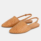 Women's Slingback Flats with Woven Upper and Buckle Strap