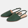 Women's Slingback Flats with Woven Upper and Buckle Strap