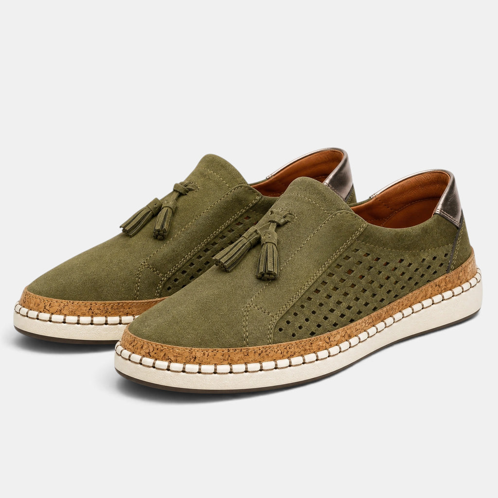 Women's Slip On Loafers with Tassel Detail and Perforated Panels