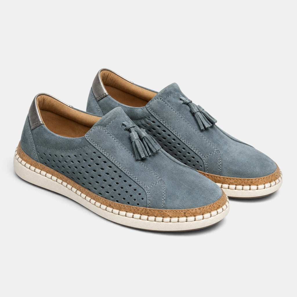 Women's Slip On Loafers with Tassel Detail and Perforated Panels