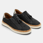 Women's Slip On Loafers with Tassel Detail and Perforated Panels