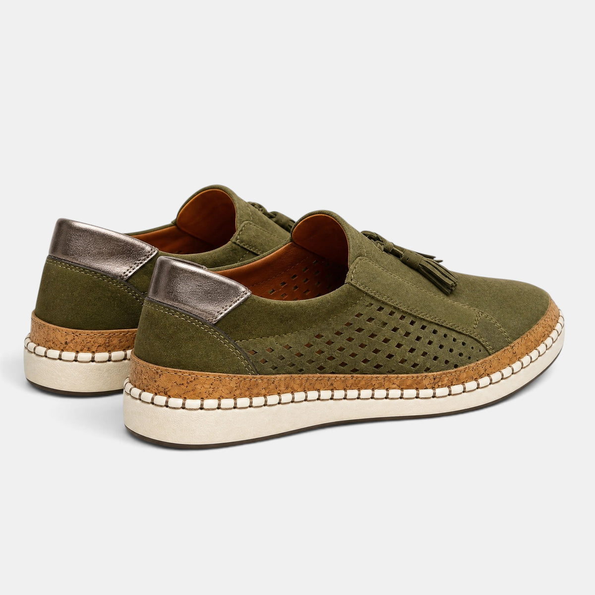 Women's Slip On Loafers with Tassel Detail and Perforated Panels