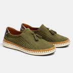 Women's Slip On Loafers with Tassel Detail and Perforated Panels