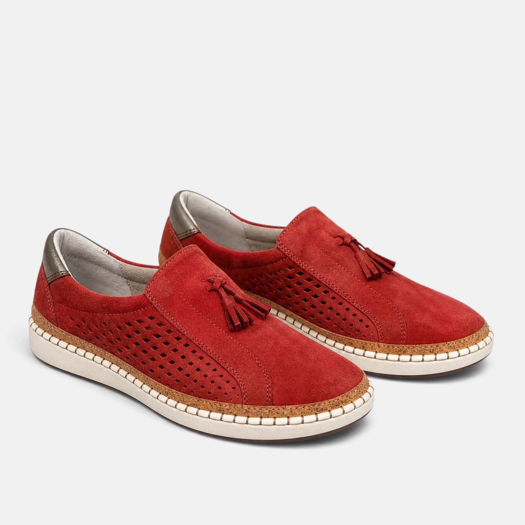 Women's Slip On Loafers with Tassel Detail and Perforated Panels