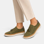 Women's Slip On Loafers with Tassel Detail and Perforated Panels