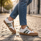 Women's Sneakers with Lace Up Closure and Contrast Stripe Panels