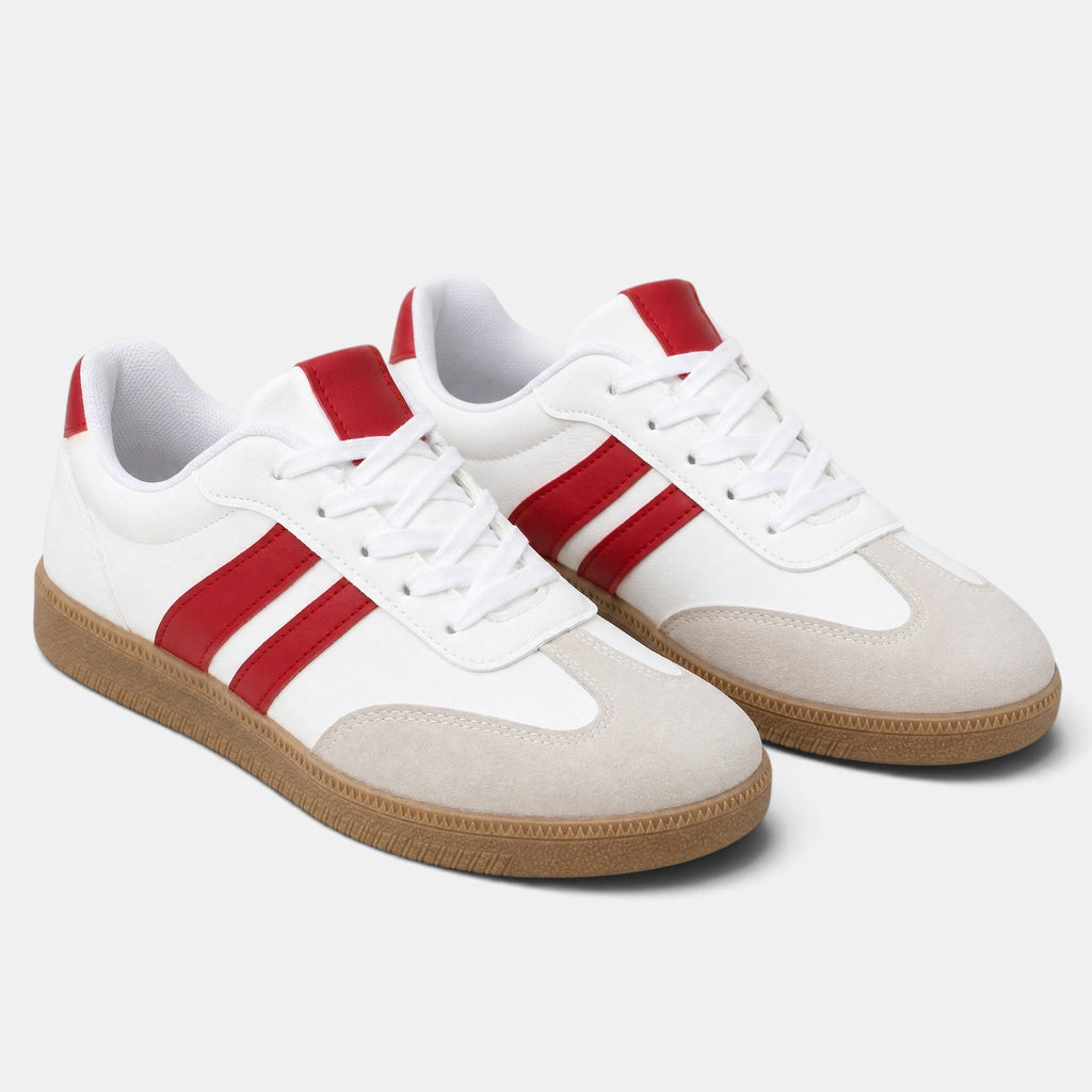 Women's Sneakers with Lace Up Closure and Contrast Stripe Panels