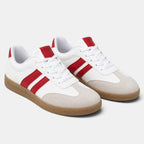 Women's Sneakers with Lace Up Closure and Contrast Stripe Panels