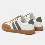Women's Sneakers with Lace Up Closure and Contrast Stripe Panels