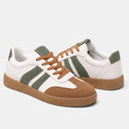 Women's Sneakers with Lace Up Closure and Contrast Stripe Panels