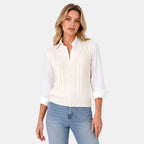 Women's Sweater Vest with V Neck and Cable Knit Design