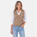 Women's Sweater Vest with V Neck and Cable Knit Design