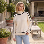 Women's Sweater with Roll Neck and Contrast Trim