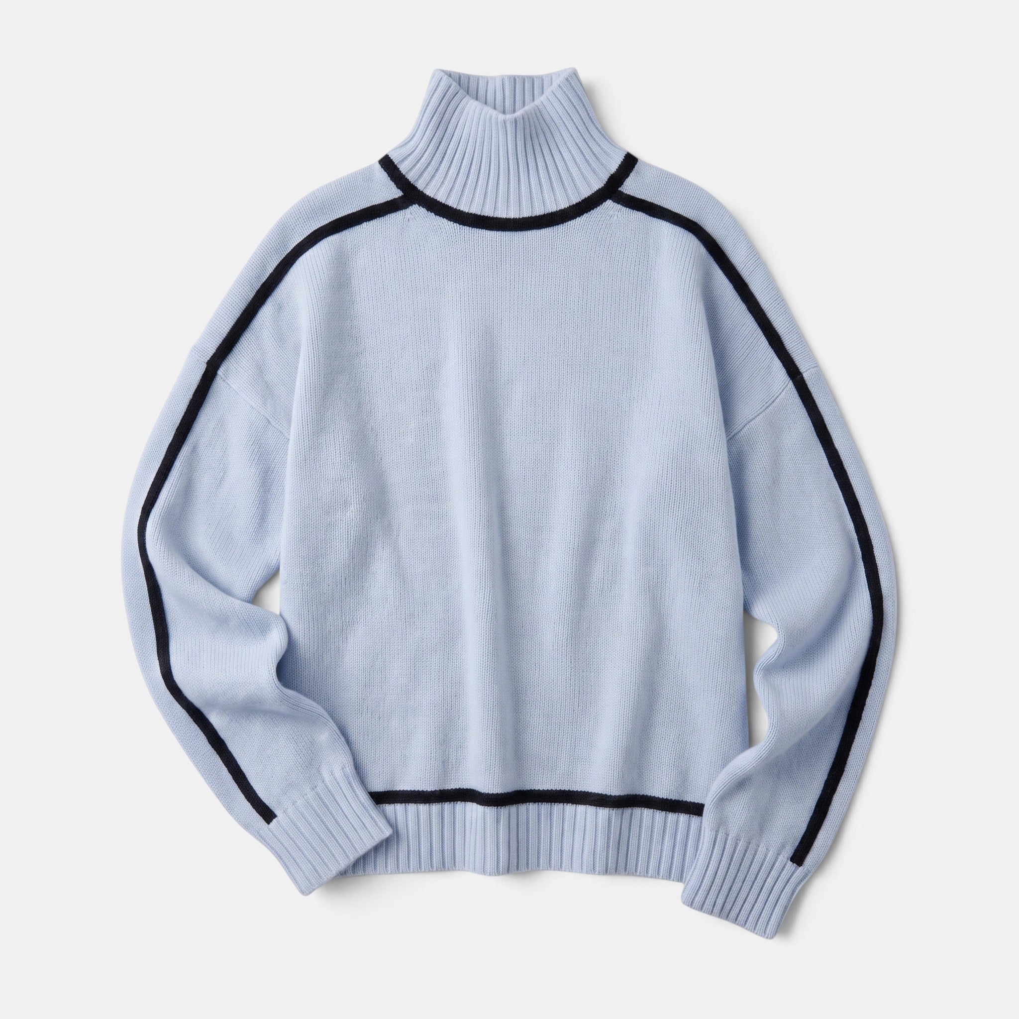 Women's Sweater with Roll Neck and Contrast Trim