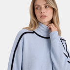 Women's Sweater with Roll Neck and Contrast Trim