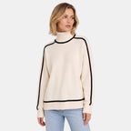 Women's Sweater with Roll Neck and Contrast Trim