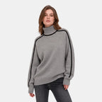 Women's Sweater with Roll Neck and Contrast Trim