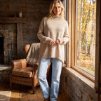 Women's Sweater with Roll Neck and Ribbed Sleeves