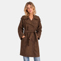 Women's Trench Coat with Double Breasted Front and Belted Waist