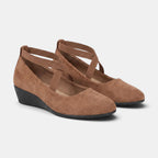 Women's Wedge Flats with Cross Straps and Pointed Toe