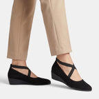 Women's Wedge Flats with Cross Straps and Pointed Toe