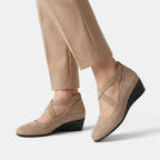 Women's Wedge Flats with Cross Straps and Pointed Toe
