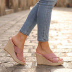 Women's Wedge Sandals with Crisscross Straps and Open Toe