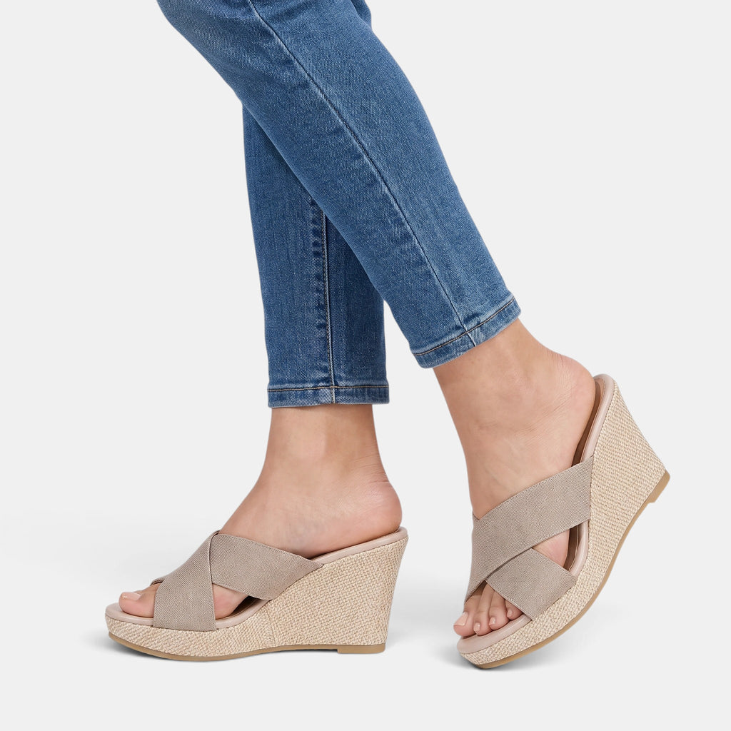 Women's Wedge Sandals with Crisscross Straps and Open Toe