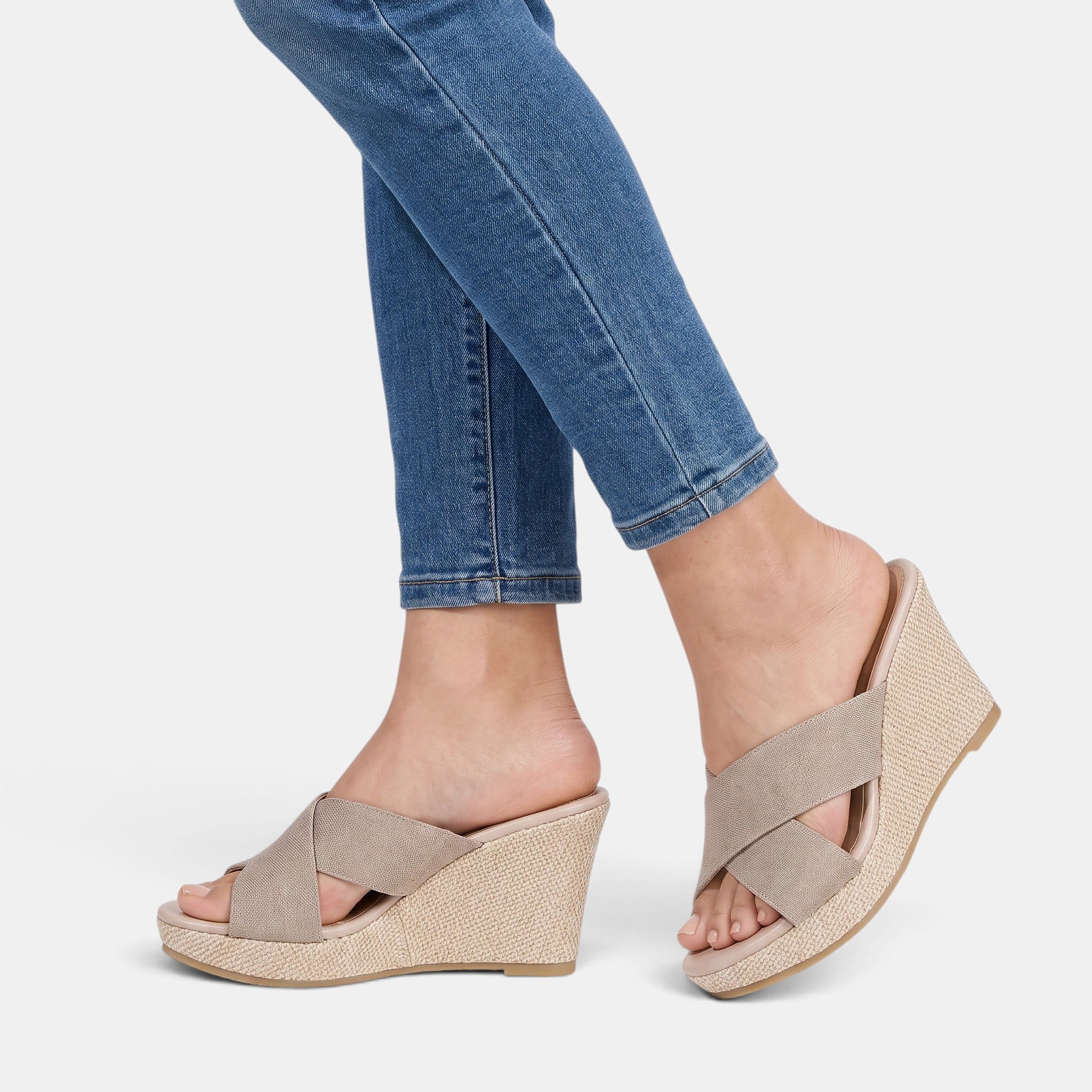 Women's Wedge Sandals with Crisscross Straps and Open Toe