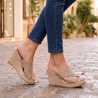 Women's Wedge Sandals with Crisscross Straps and Open Toe