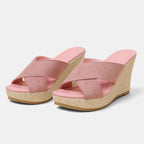 Women's Wedge Sandals with Crisscross Straps and Open Toe